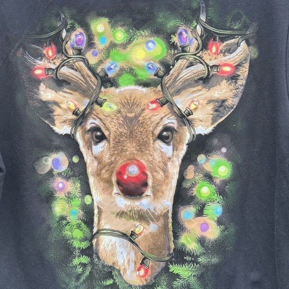 Fifth Sun Reindeer Christmas Light Up Sweatshirt Unisex Sz L - Picture 2 of 10